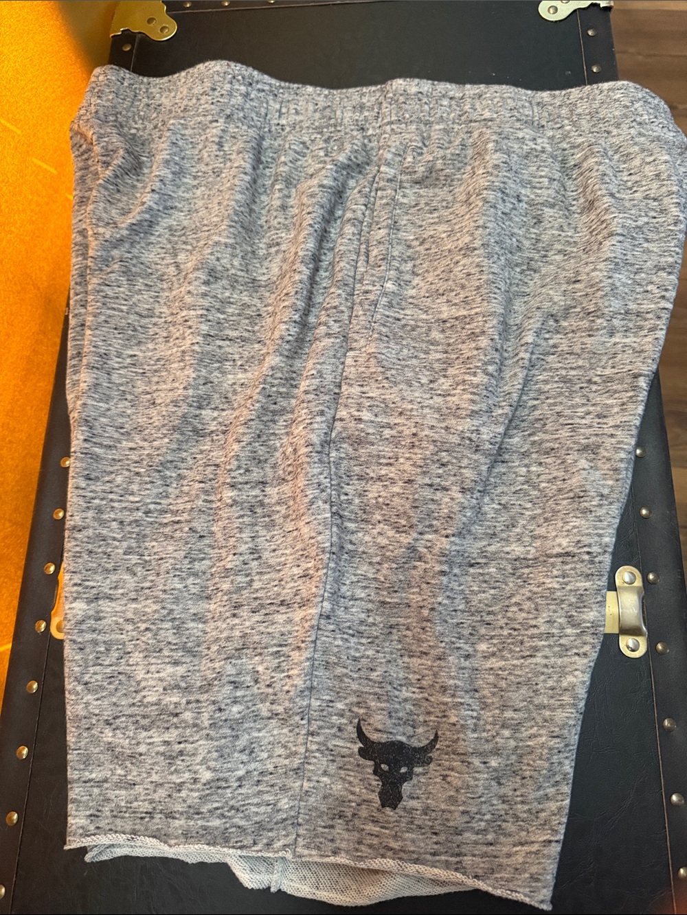 Under Armour Project Rock Grey Heather Athletic Shorts with Black Logo